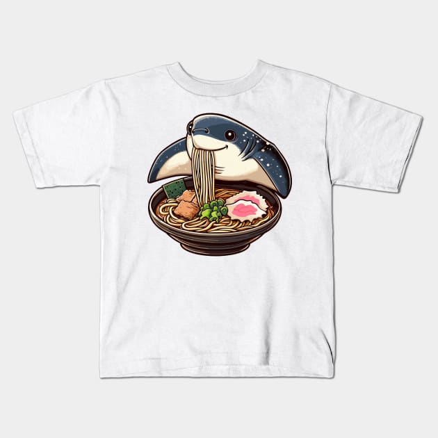 Eagle Ray Eating Ramen Kids T-Shirt by MoDesigns22 